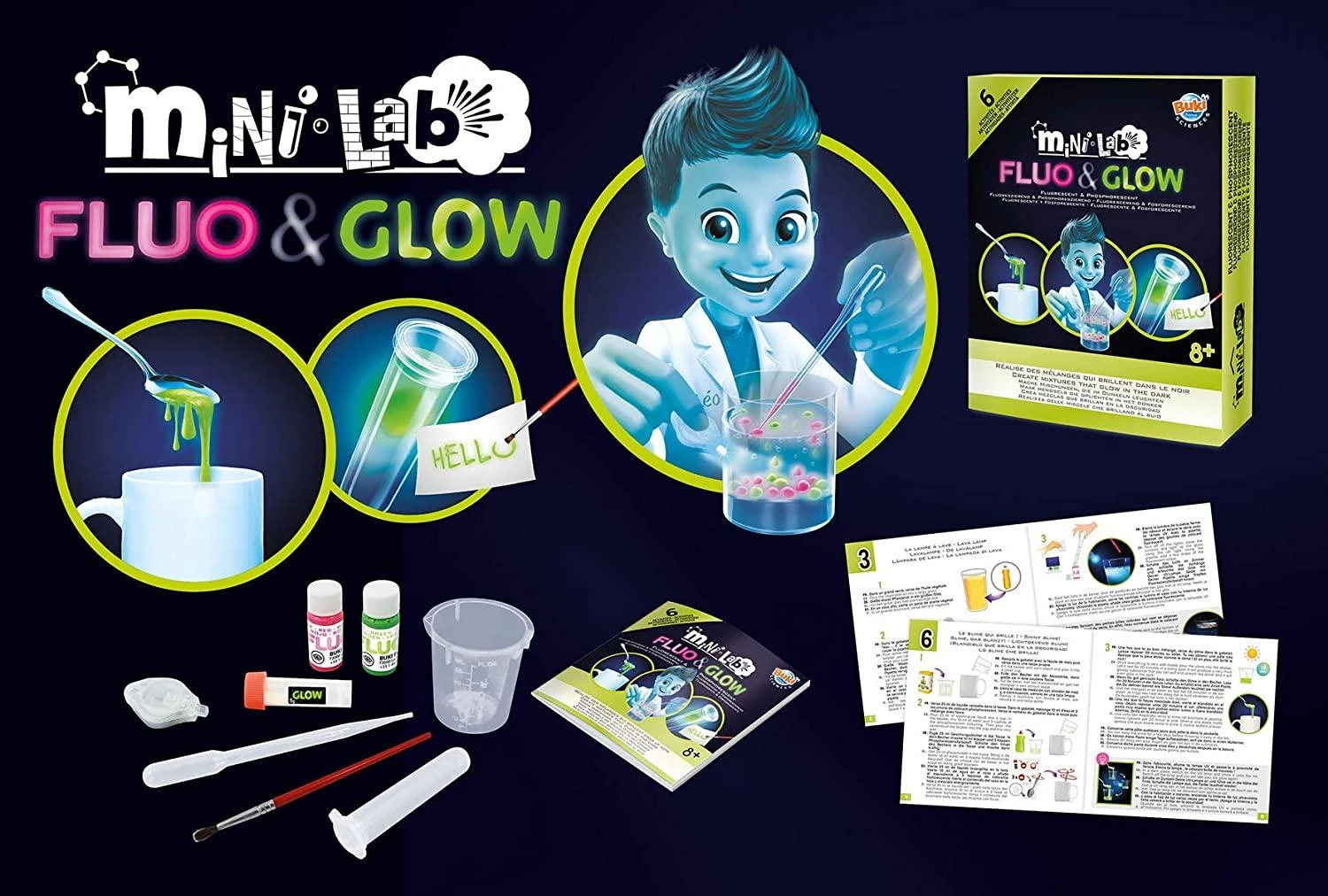Buki France Buki Eksperimentinis rinkinys, Mini Lab Fluo & Glow
