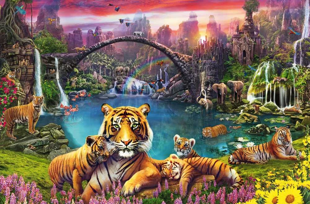 Ravensburger Dėlionė 3000 vnt. - Tigrai lagūnoje