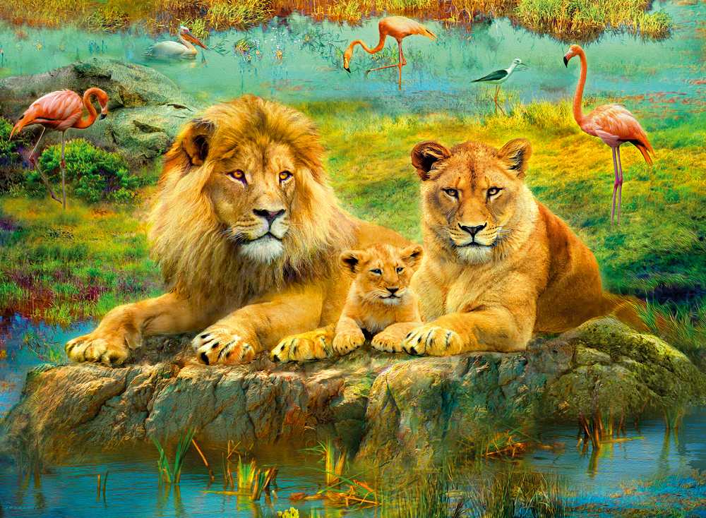 Ravensburger Dėlionė 500 vnt. - Liūtų šeima aprašymas - Prekės nuotrauka