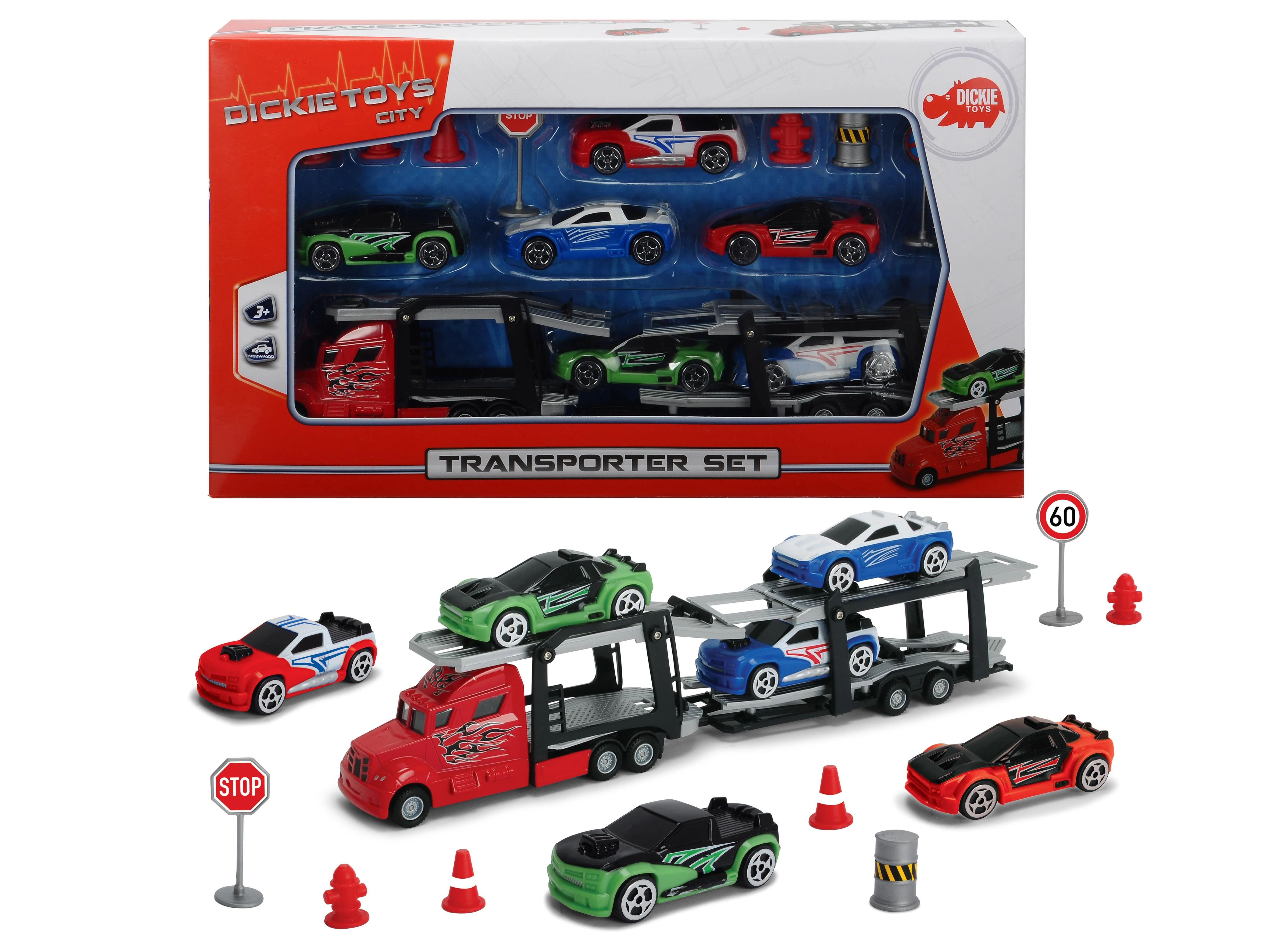 „Dickie City“ komplektas su vilkiku ir automobiliais bei aksesuarais