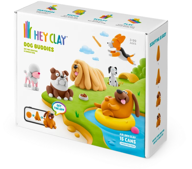 TM Toys Hey Clay - Rinkinys šunų draugai, 15 vnt. pakuotė
