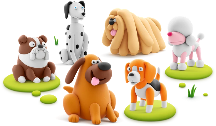 TM Toys Hey Clay - Rinkinys šunų draugai, 15 vnt. pakuotė