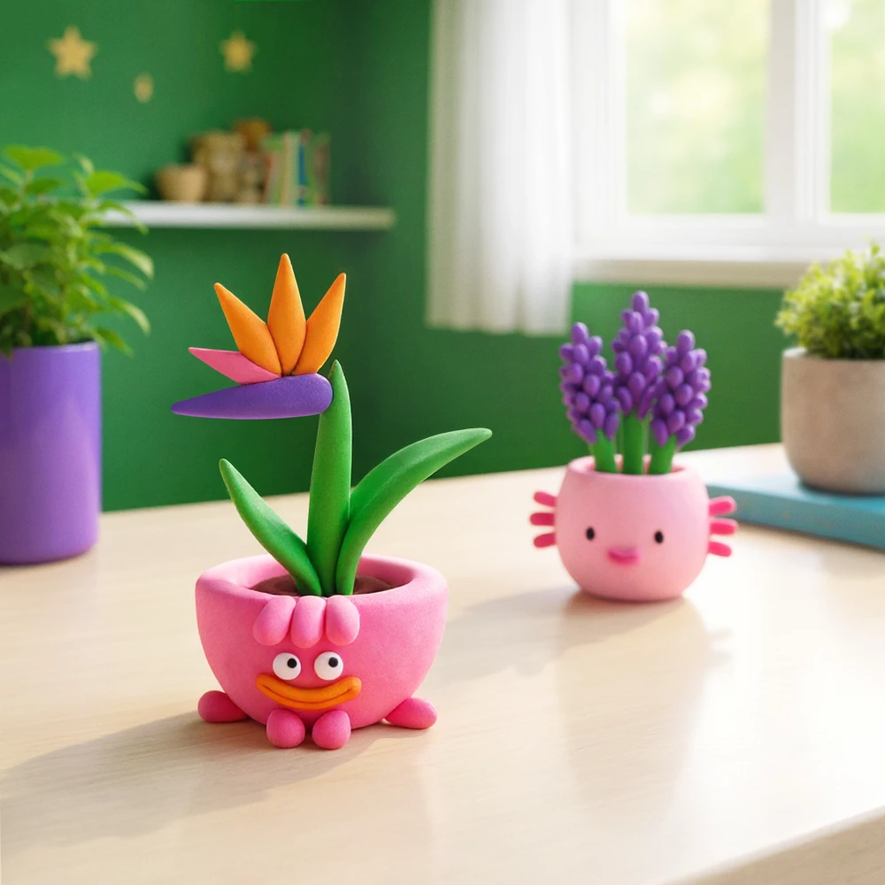 HEY CLAY modelino figūrėlės, 15 vnt.: Plant Folks
