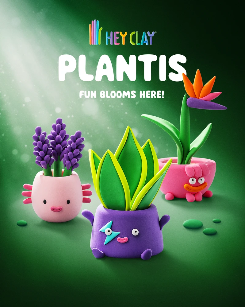 HEY CLAY modelino figūrėlės, 15 vnt.: Plant Folks