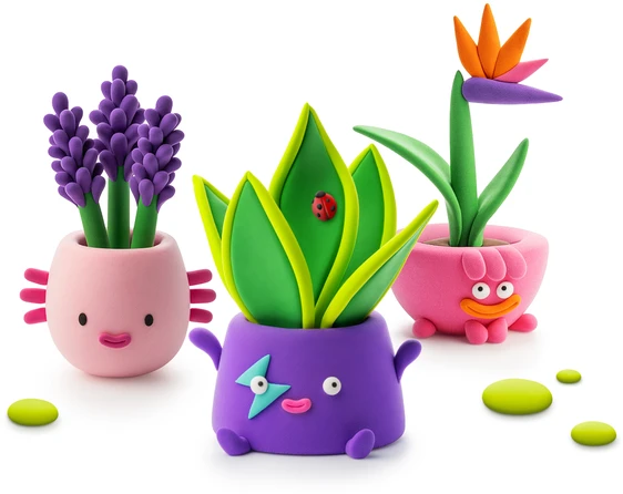 HEY CLAY modelino figūrėlės, 15 vnt.: Plant Folks