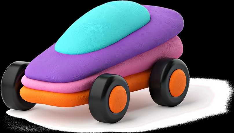 Dėlionė HEY CLAY Modeliuojantys molio laimingi automobiliai su ratais