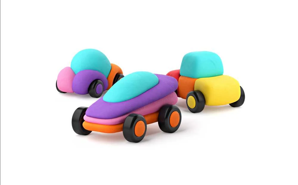 Dėlionė HEY CLAY Modeliuojantys molio laimingi automobiliai su ratais