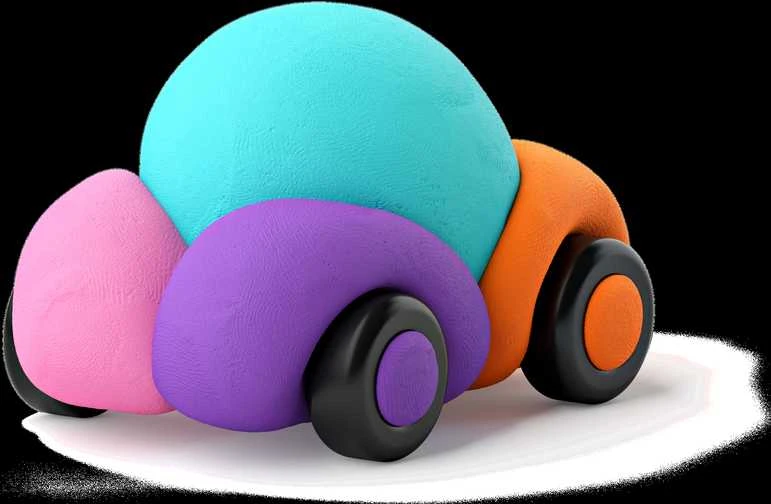 Dėlionė HEY CLAY Modeliuojantys molio laimingi automobiliai su ratais