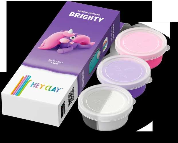 HEY CLAY Modeliuojantis molis Unicorn Brighty 3vnt