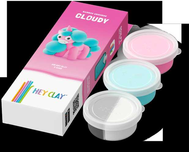 HEY CLAY Modeliuojantis molis Unicorn Cloudy 3 vnt