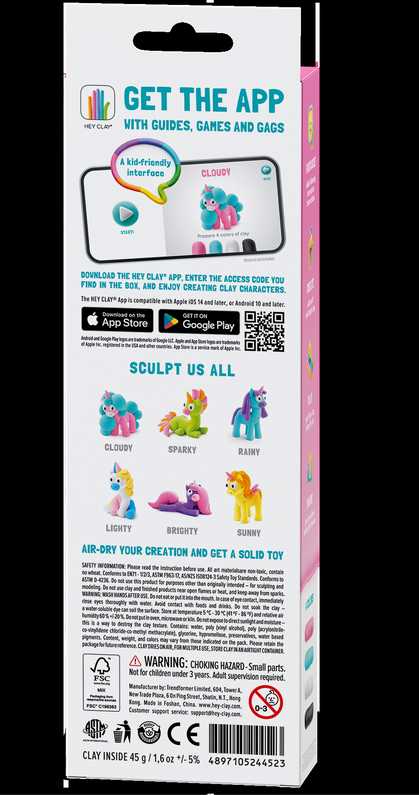 HEY CLAY Modeliuojantis molis Unicorn Cloudy 3 vnt