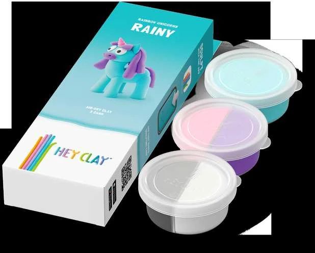 Dėlionė HEY CLAY Modeliuojantis molis Unicorn Rainy 3 vnt