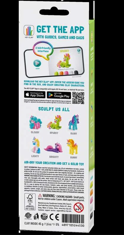 Dėlionė HEY CLAY Modeliuojantis molis Unicorn Sparky 3 vnt