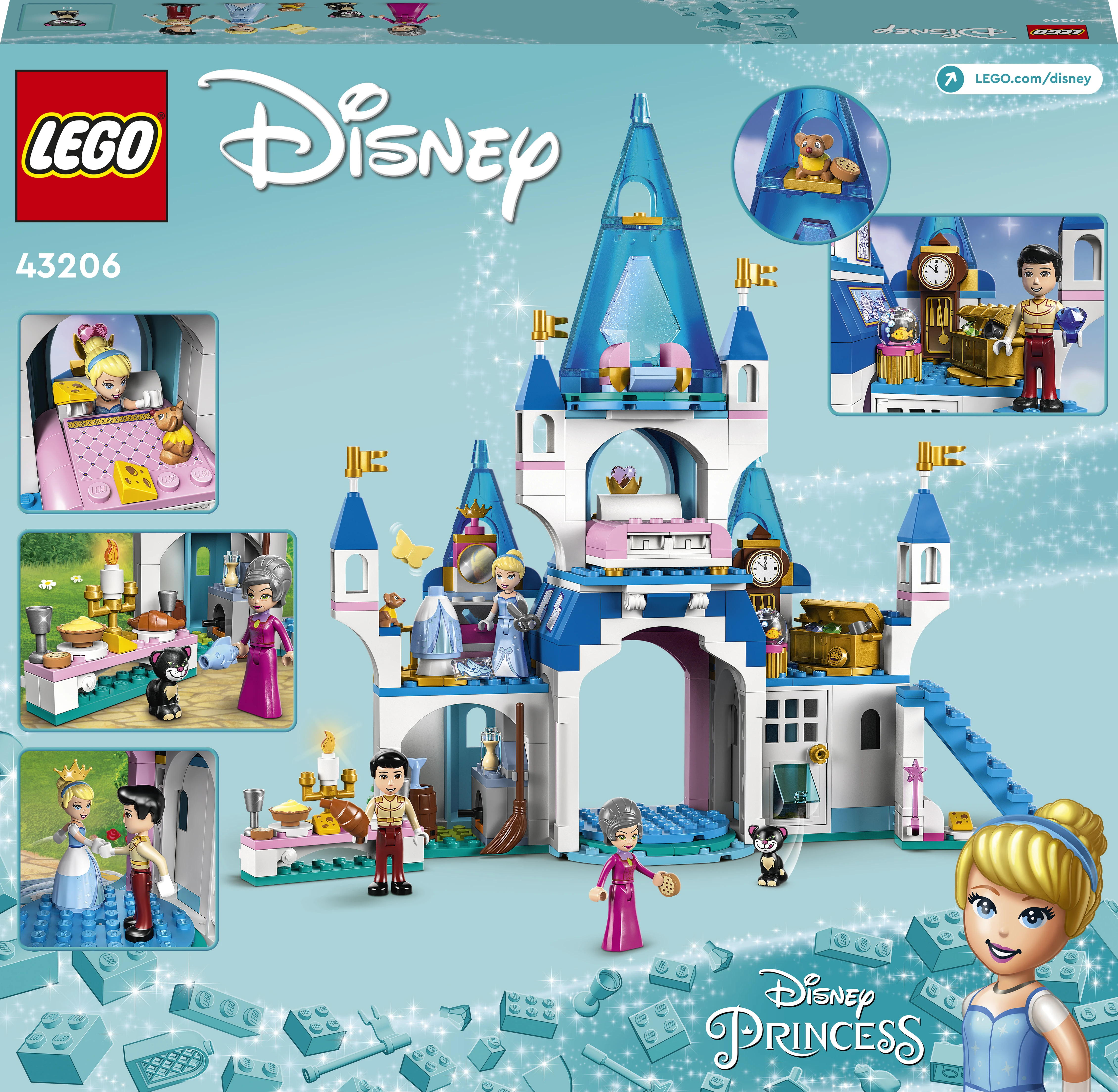 LEGO® ǀ Disney Pelenės ir Žavingojo princo pilis 43206 konstravimo rinkinys (365 dalys) 43206