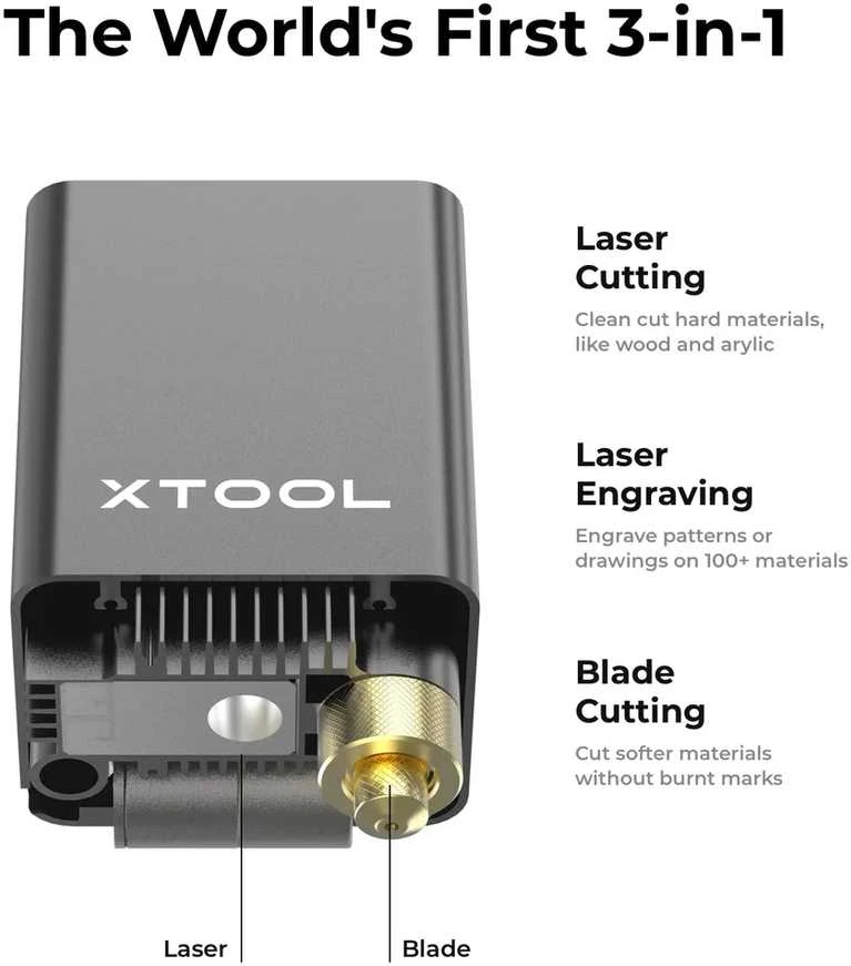 3-in-1 3 viename xTool M1 10W lazerinis graviravimo įrenginys