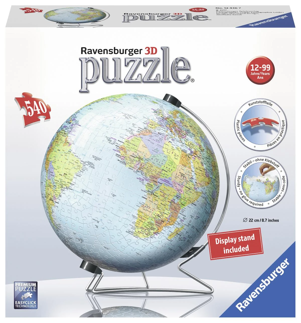 RAVENSBURGER 3D dėlionė 540 dalių (apvali ) gaublys, 12436