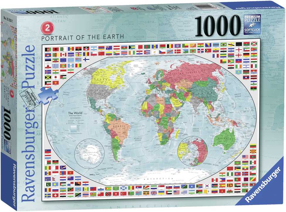 Ravensburger dėlionė „Žemės portretas. Pasaulio žemėlapis“, 1000 det.