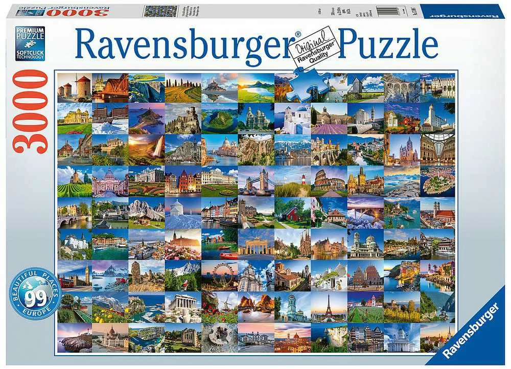 Ravensburger Dėlionė 3000 vnt. - 99 gražios vietos Europoje