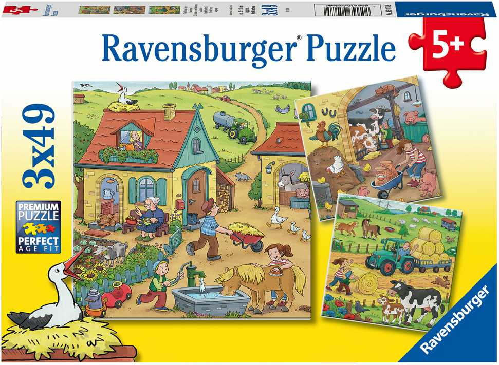 Ravensburger 3 dėlionės „Ūkyje“, 3×49 det., nuo 5 m.