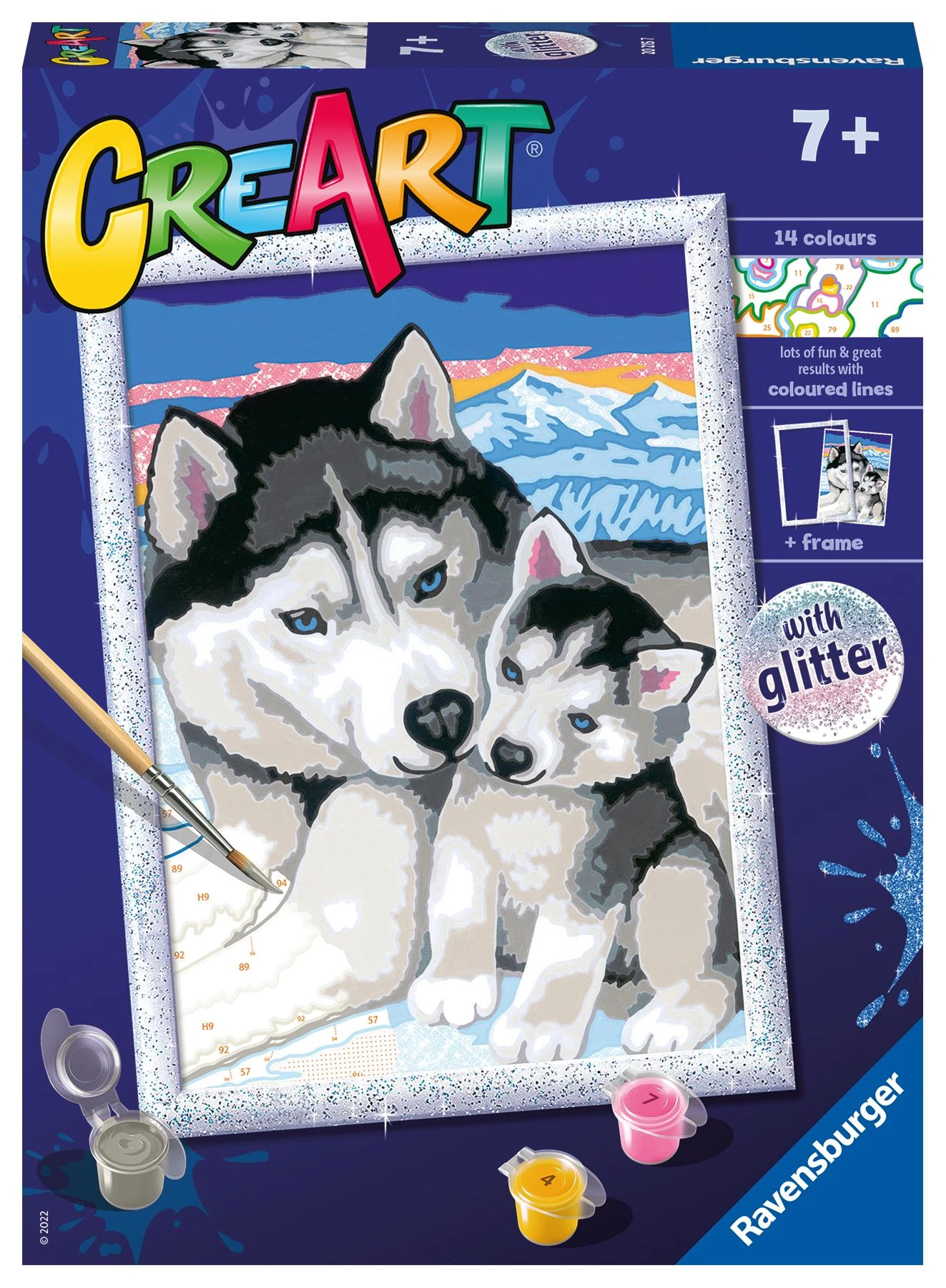 Ravensburger Rankdarbių rinkinys vaikams su husky paveikslu piešti pagal skaičius