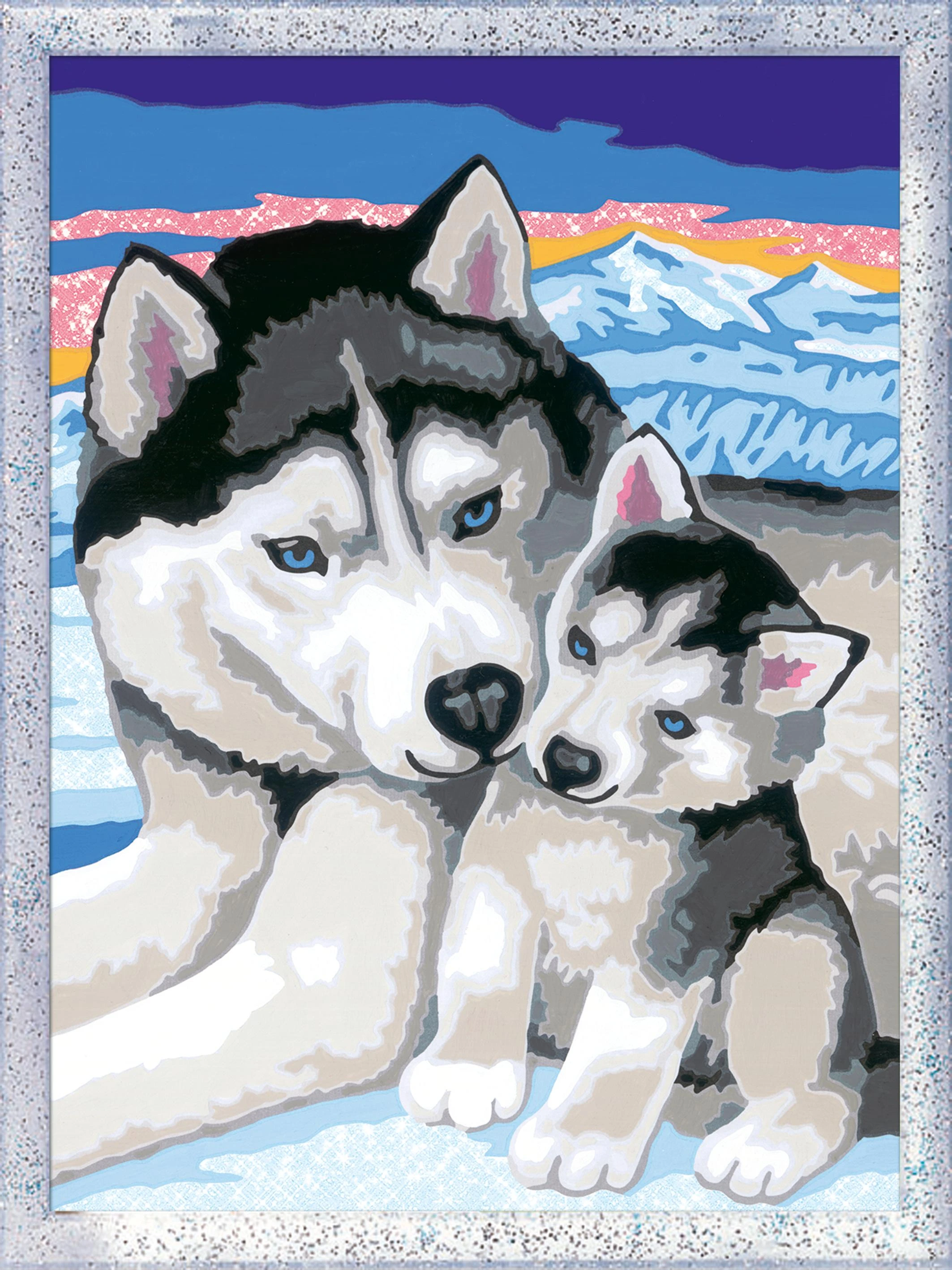 Ravensburger Rankdarbių rinkinys vaikams su husky paveikslu piešti pagal skaičius