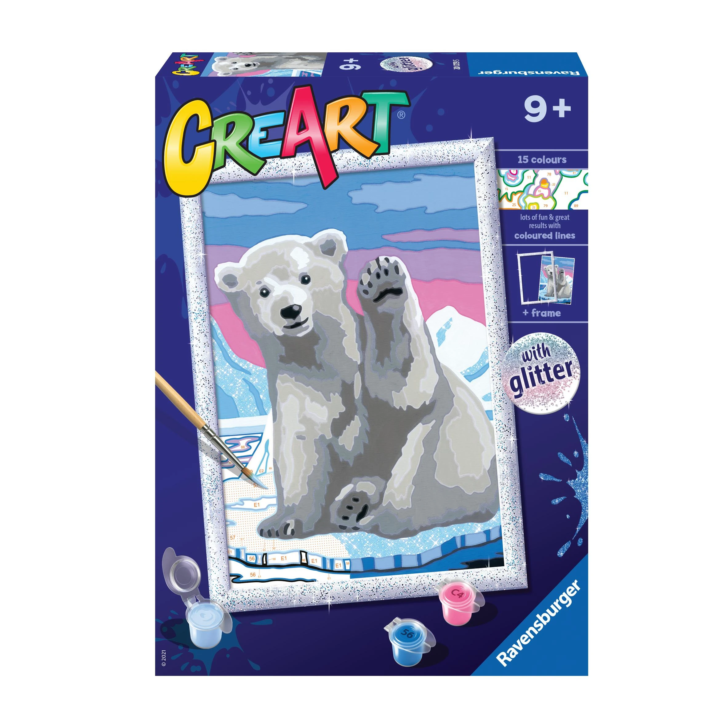 Tapymas pagal skaičius CreArt Pawsome Polar Bear su blizgučiais 20079 Ravensburger