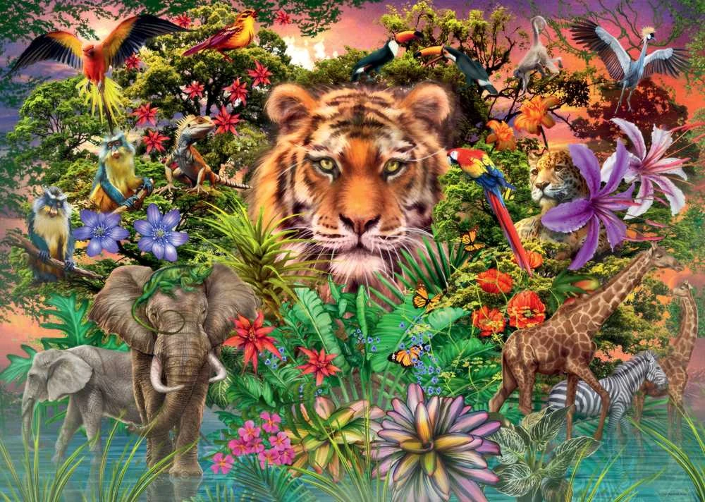 Ravensburger Dėlionė 1000 vnt. - Džiunglių tigras aprašymas - Prekės nuotrauka