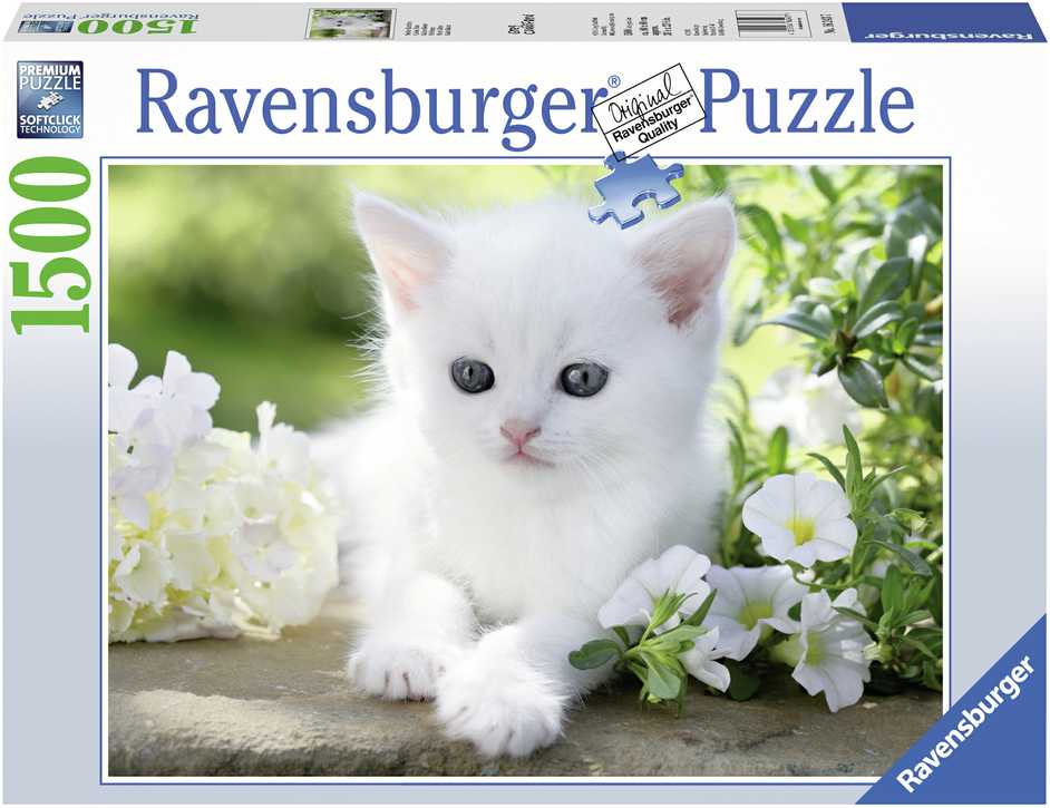 Ravensburger Dėlionė 1500 vnt. - Baltas kačiukas aprašymas - Prekės nuotrauka