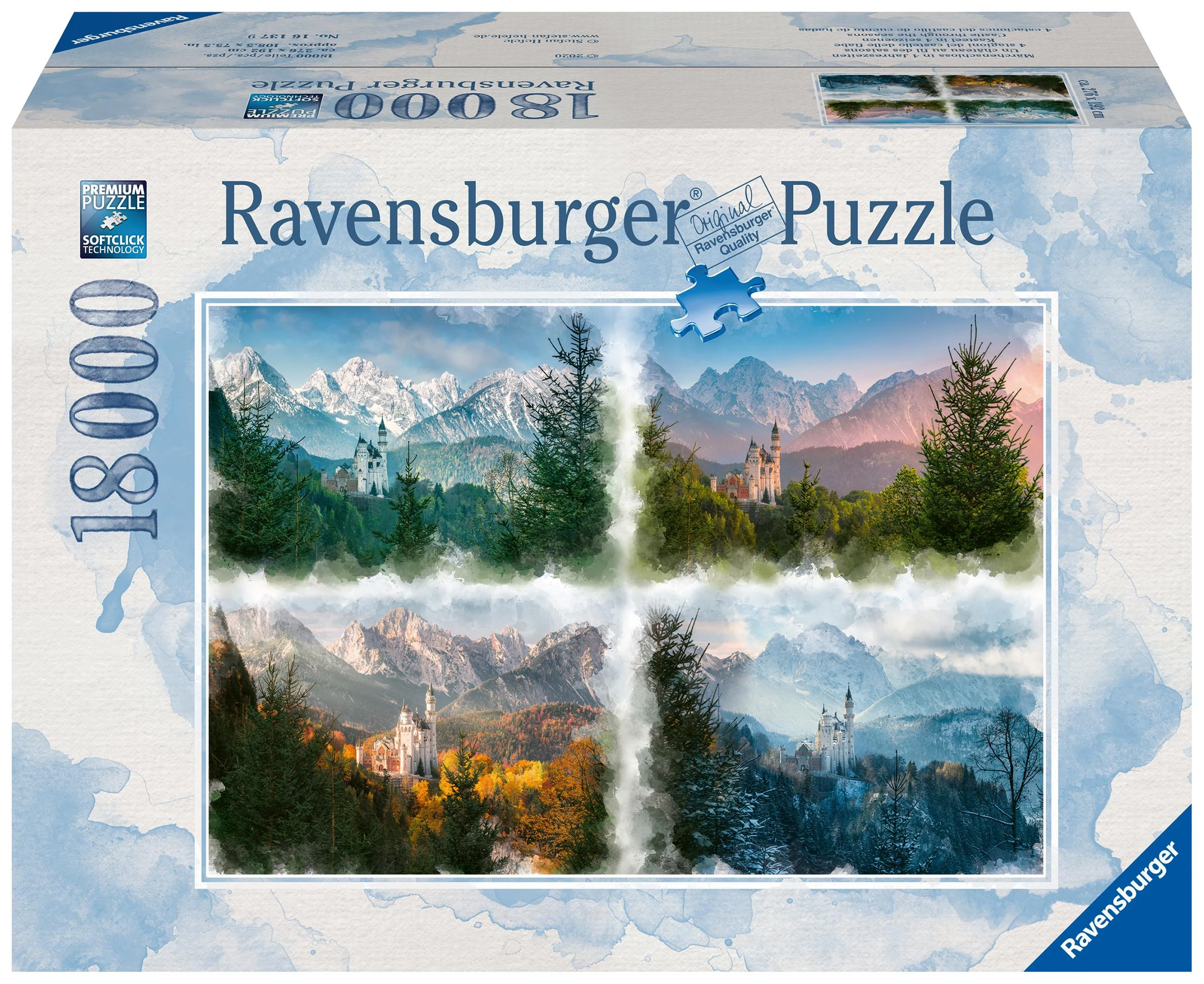 Ravensburger Dėlionė 18000 vnt. - Neišvanšteino pilis 4-iuose metų laikuose