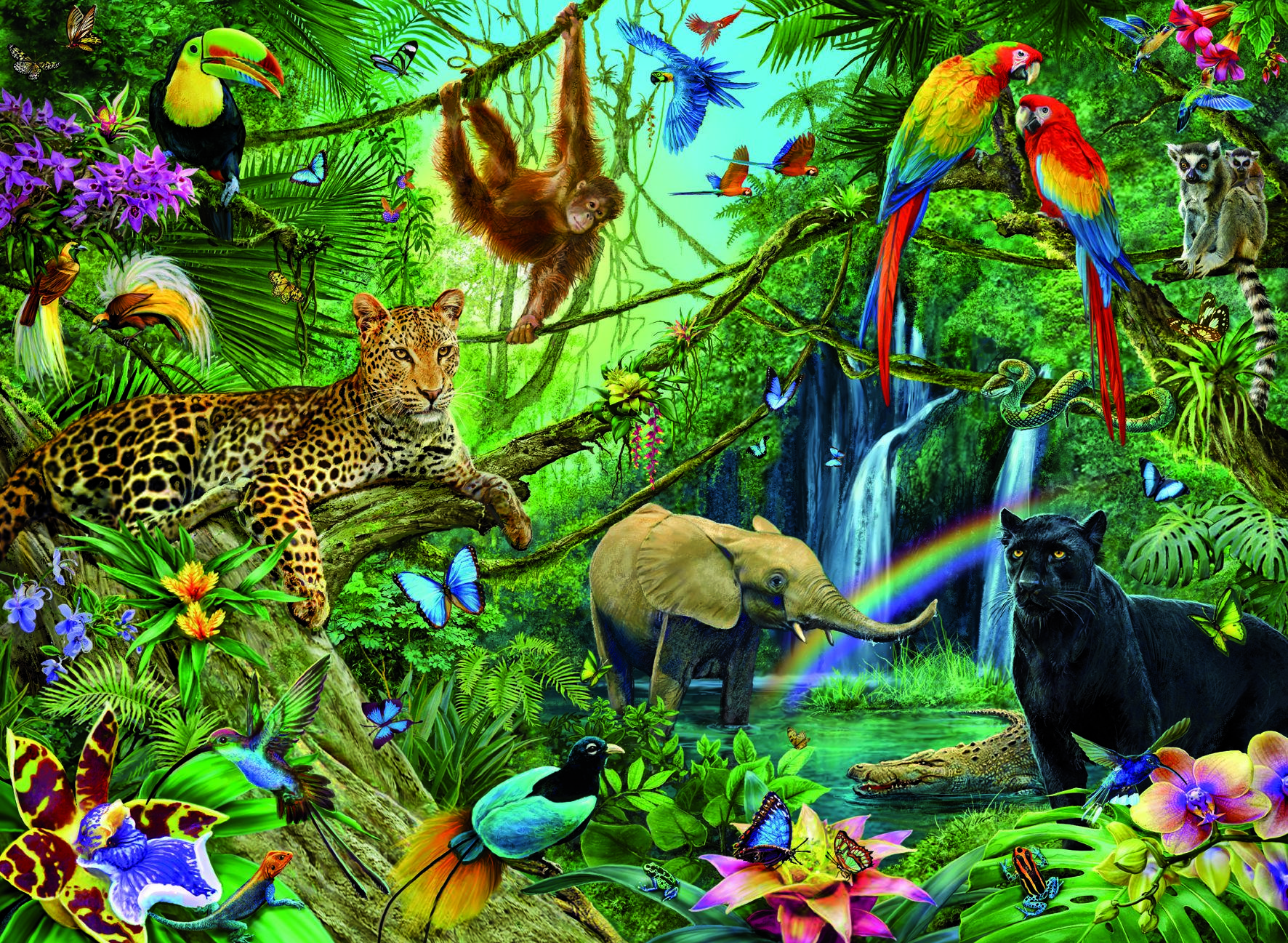 Ravensburger Dėlionė 200 vnt. - Gyvūnai džiunglėse aprašymas - Prekės nuotrauka