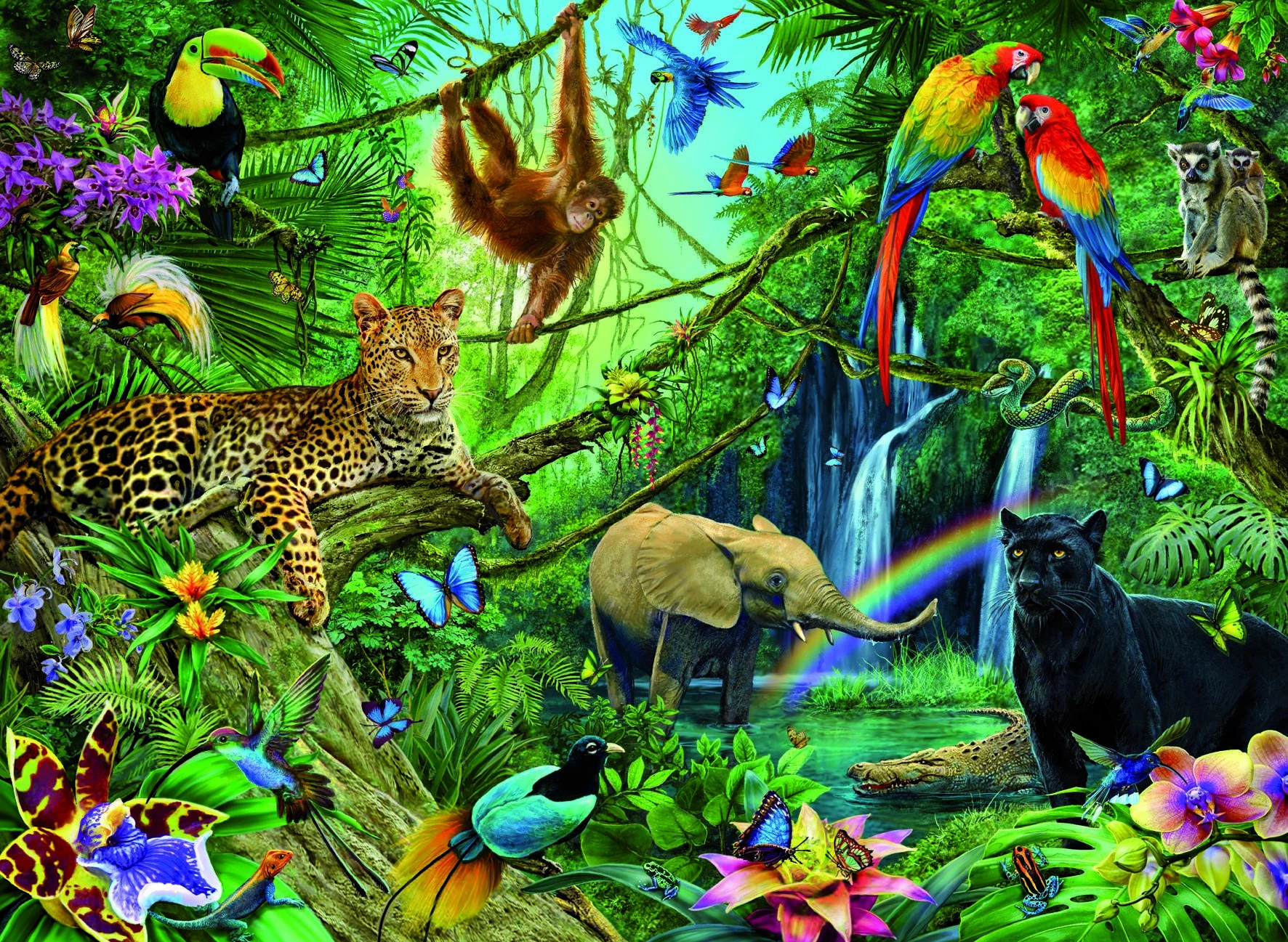 Ravensburger Dėlionė 200 vnt. - Gyvūnai džiunglėse aprašymas - Prekės nuotrauka