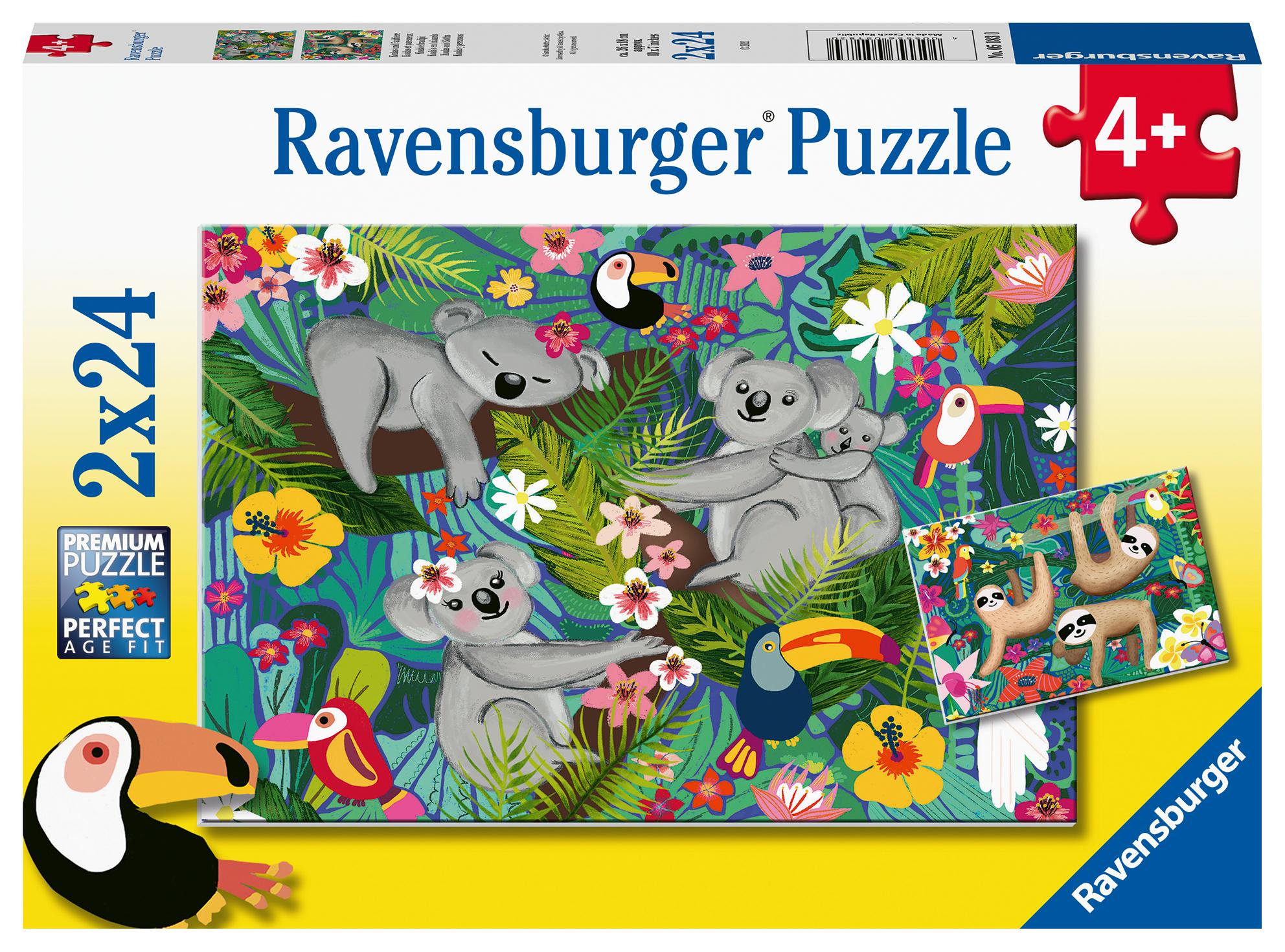 Ravensburger Dėlionė 2x24 vnt. - Koalos ir tinginiai aprašymas - Prekės nuotrauka