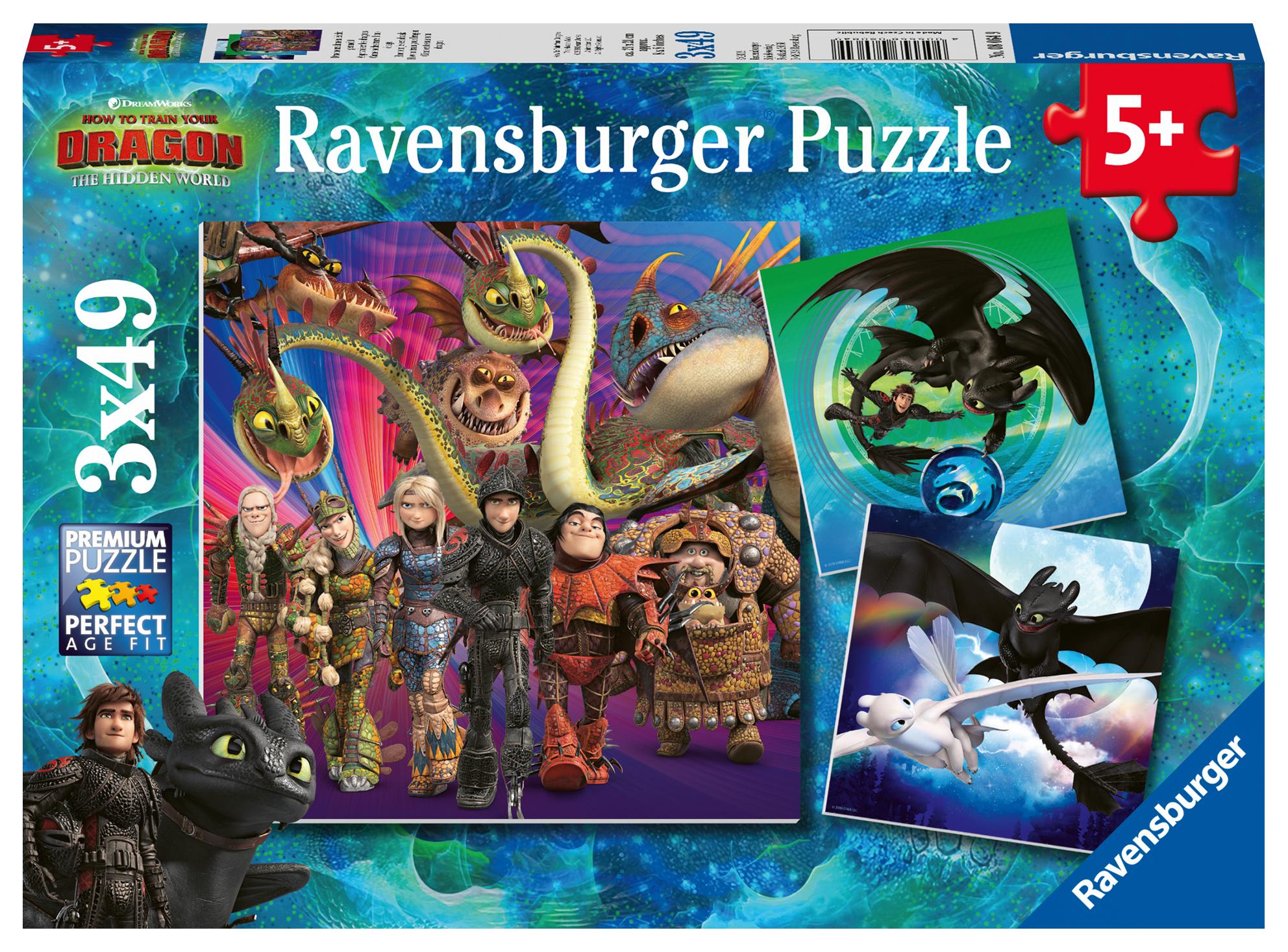 Ravensburger Dėlionė 3x49 vnt. - Kaip prisijaukinti slibiną 3 aprašymas - Prekės nuotrauka