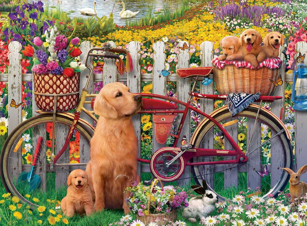 Ravensburger Dėlionė 500 vnt. - Mieli šuniukai sode aprašymas - Prekės nuotrauka