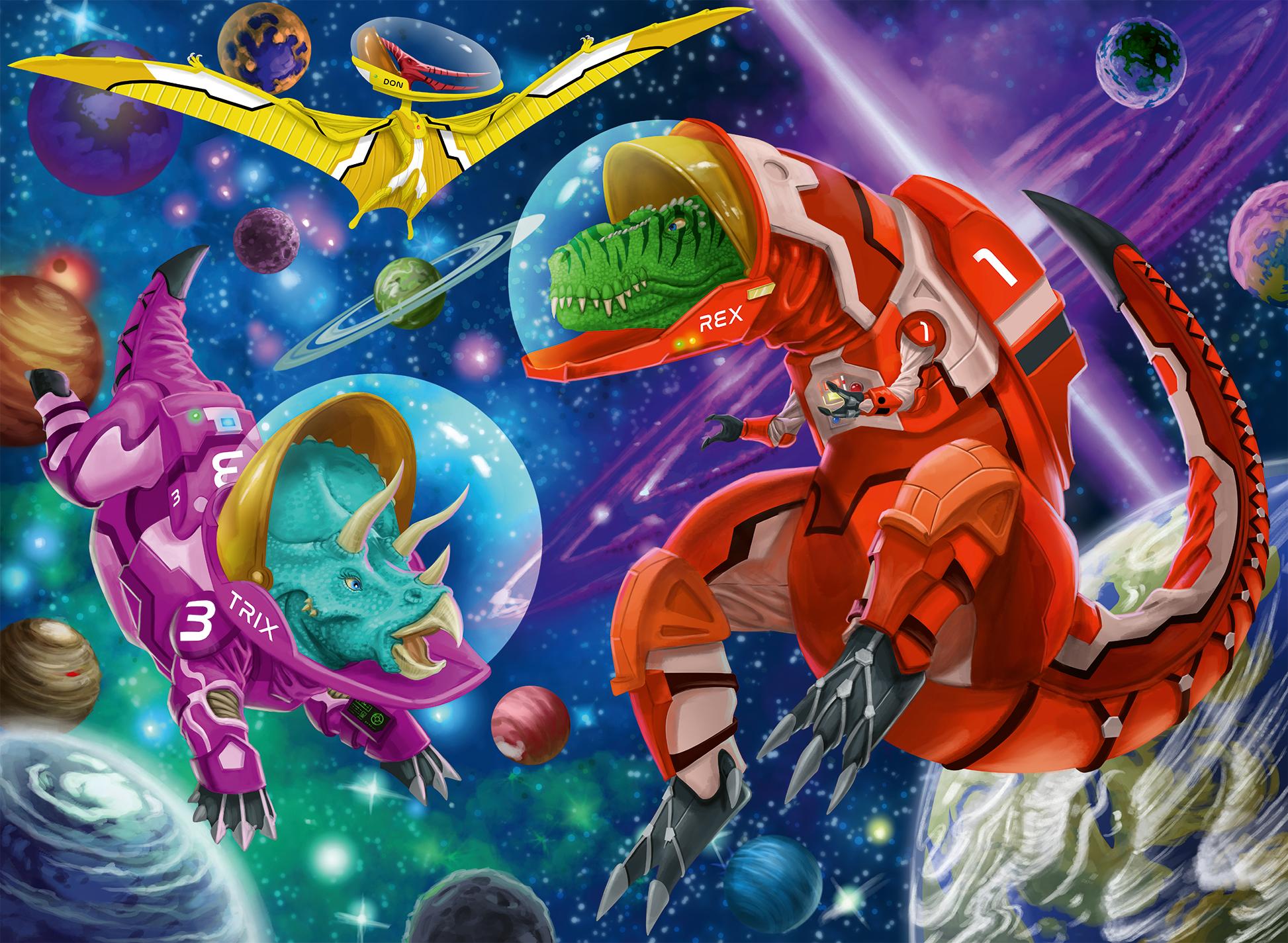 Ravensburger Dėlionė 200 vnt. - Kosminiai dinozaurai aprašymas - Prekės nuotrauka