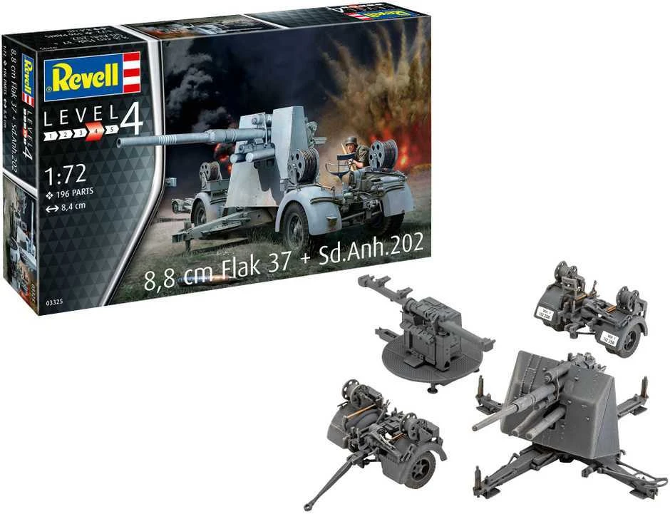 Revell plastikinis modelis 8,8 cm Flak 37 + Sd.Anh.202 1:72