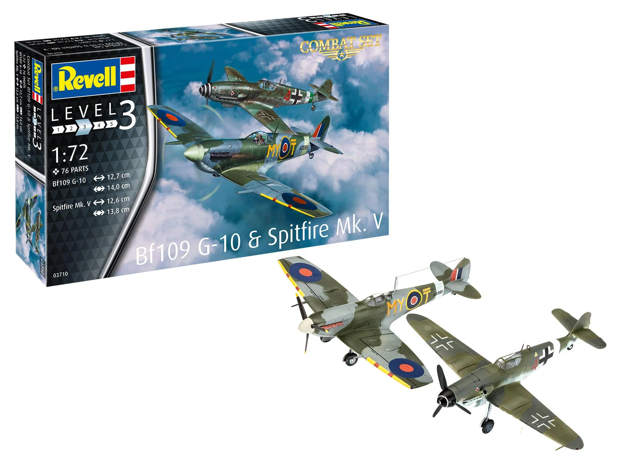 Revell kovinis rinkinys: Messerschmitt Bf 109G-10 & Spitfire Mk.V 1/72 (03710)