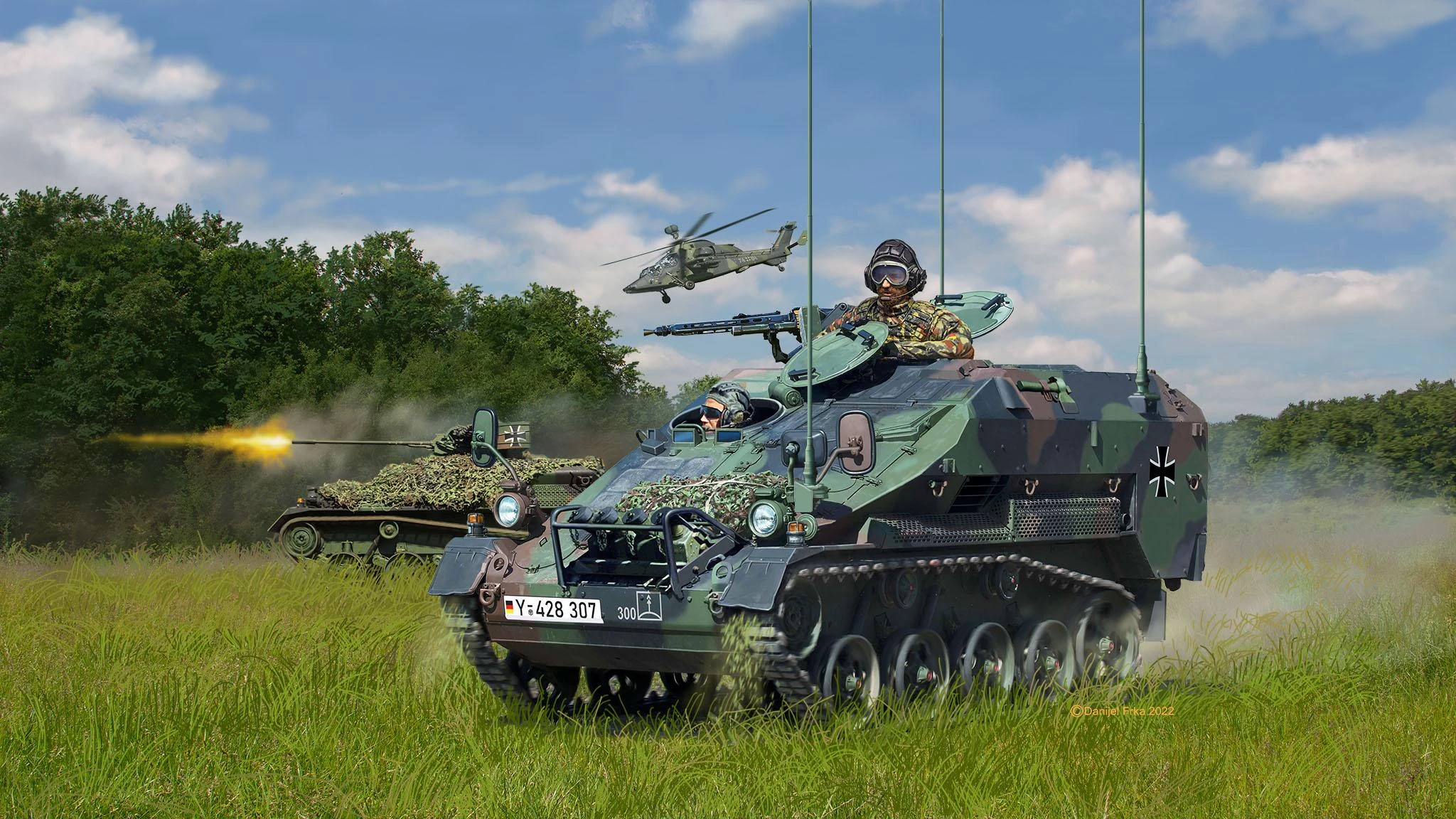 Revell Wiesel 2 LeFlaSys BF/UF 1/35 oro gynybos šarvuotis, plastikinis modelis