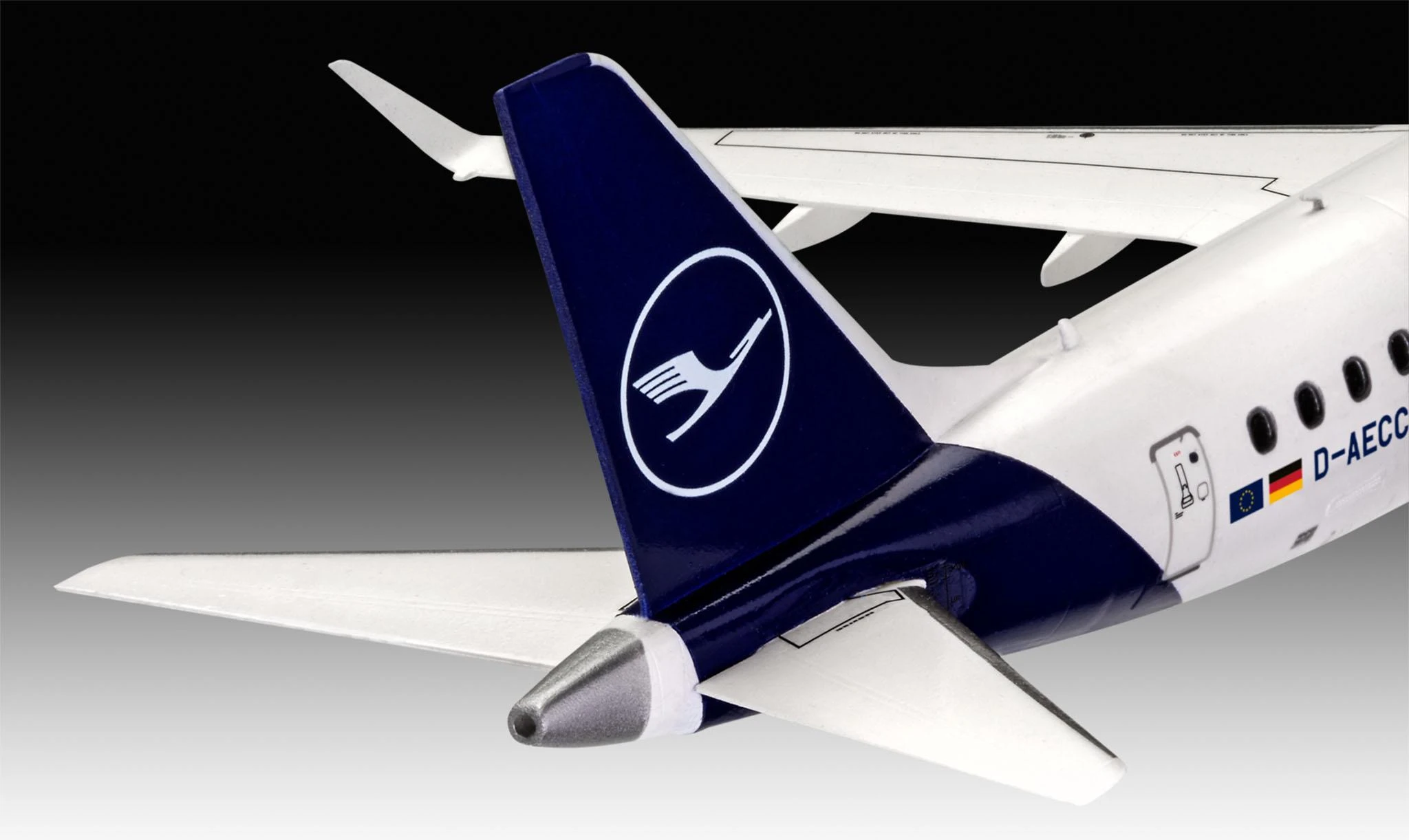 Revell Embraer 190 Lufthansa nauja livrea 1:144 plastikinis lėktuvo modelis