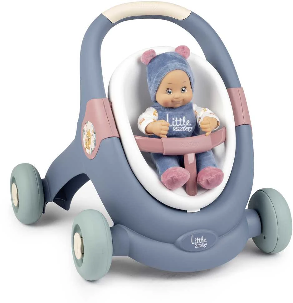 Smoby Vaikų Paspirtukas 3in1 Vežimėlis + Mergaitė Bobas