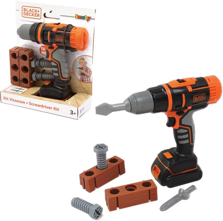 Black & Decker Juodas & Decker „Smoby Juodas & Decker Electronic Driller-CRUSTR“ su plyta