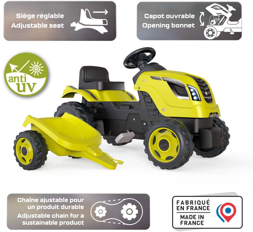 SMOBY Traktorius su priekaba XL, žalias