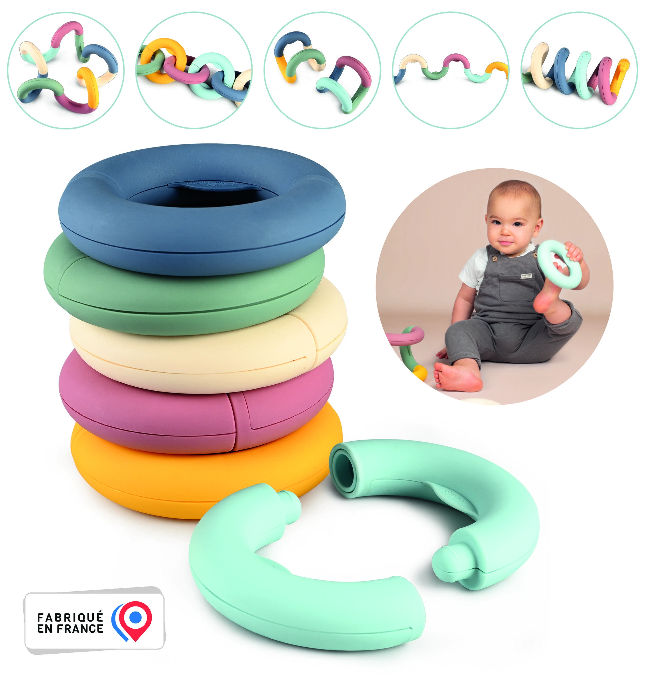 Dėlionė Smoby Little Education Rings Pagrindinė tema vaikams 12 elementų