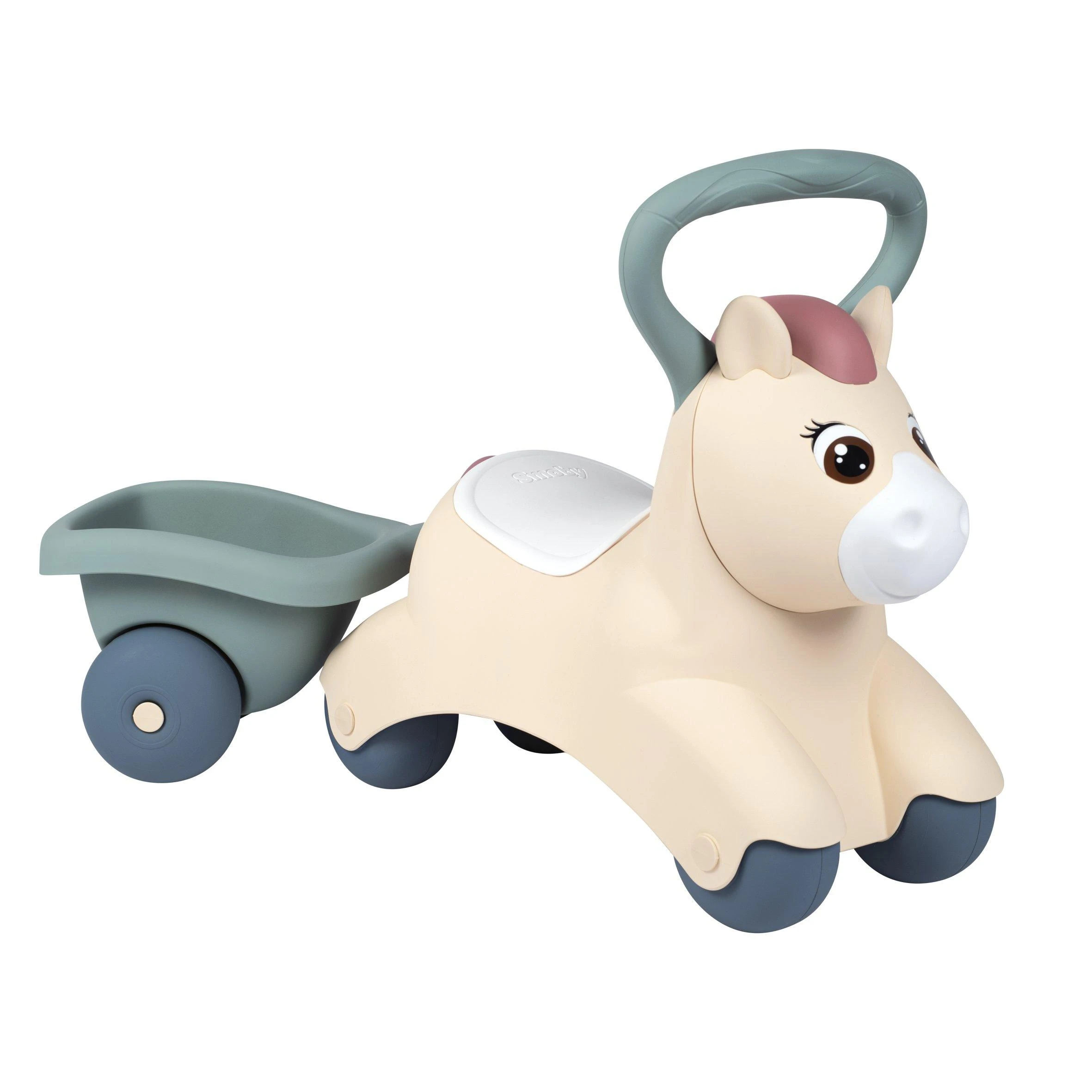 Paspiriama mašinėlė Smoby Cute Baby Pony su priekaba