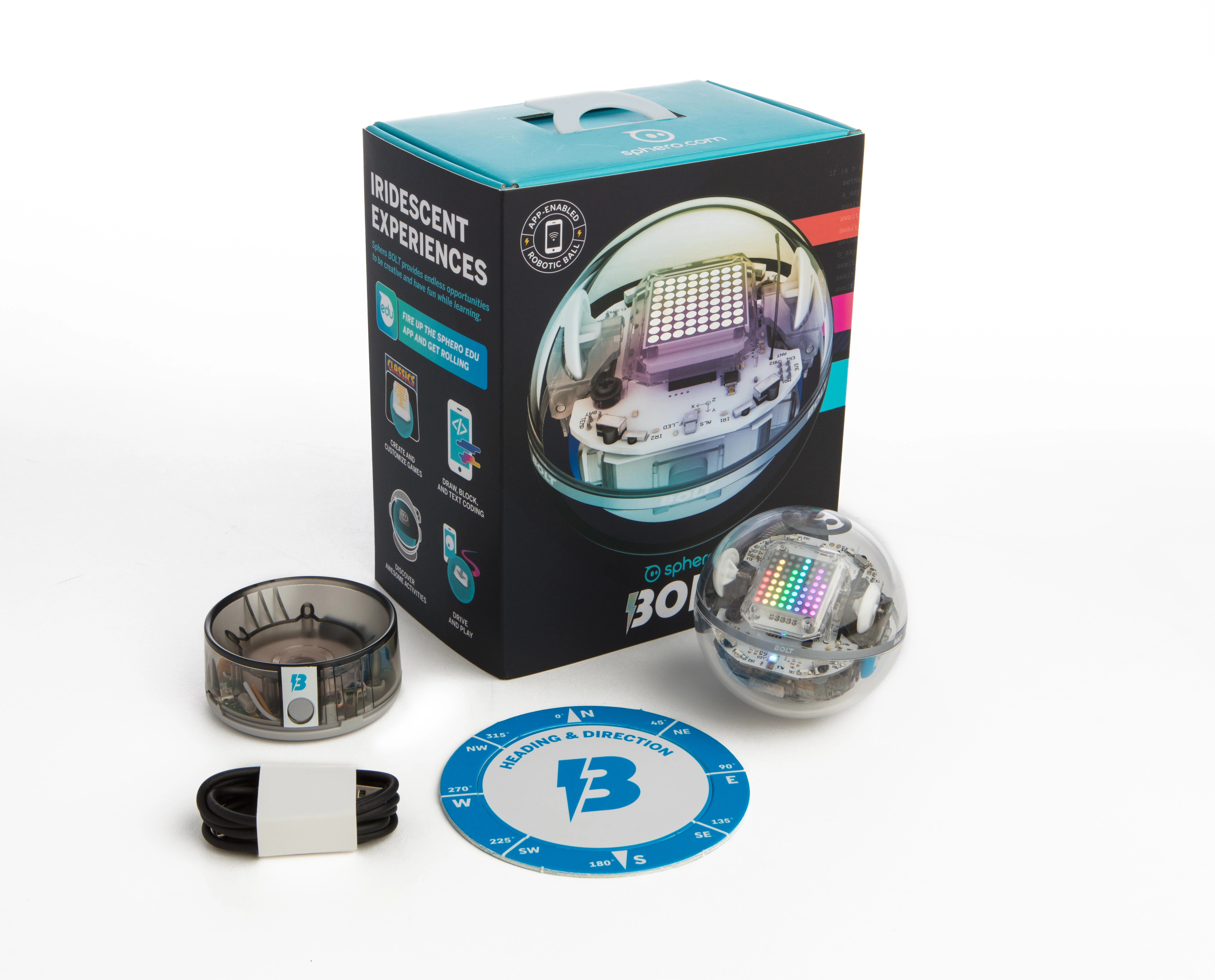 Sphero Smart žaislas Bolt Wi-Fi, Bluetooth, Sphero Bolt - išmanus žaislas išmokti koduoti žaidžiant., iOS ir Android, Baterijos garantija 6 mėn.