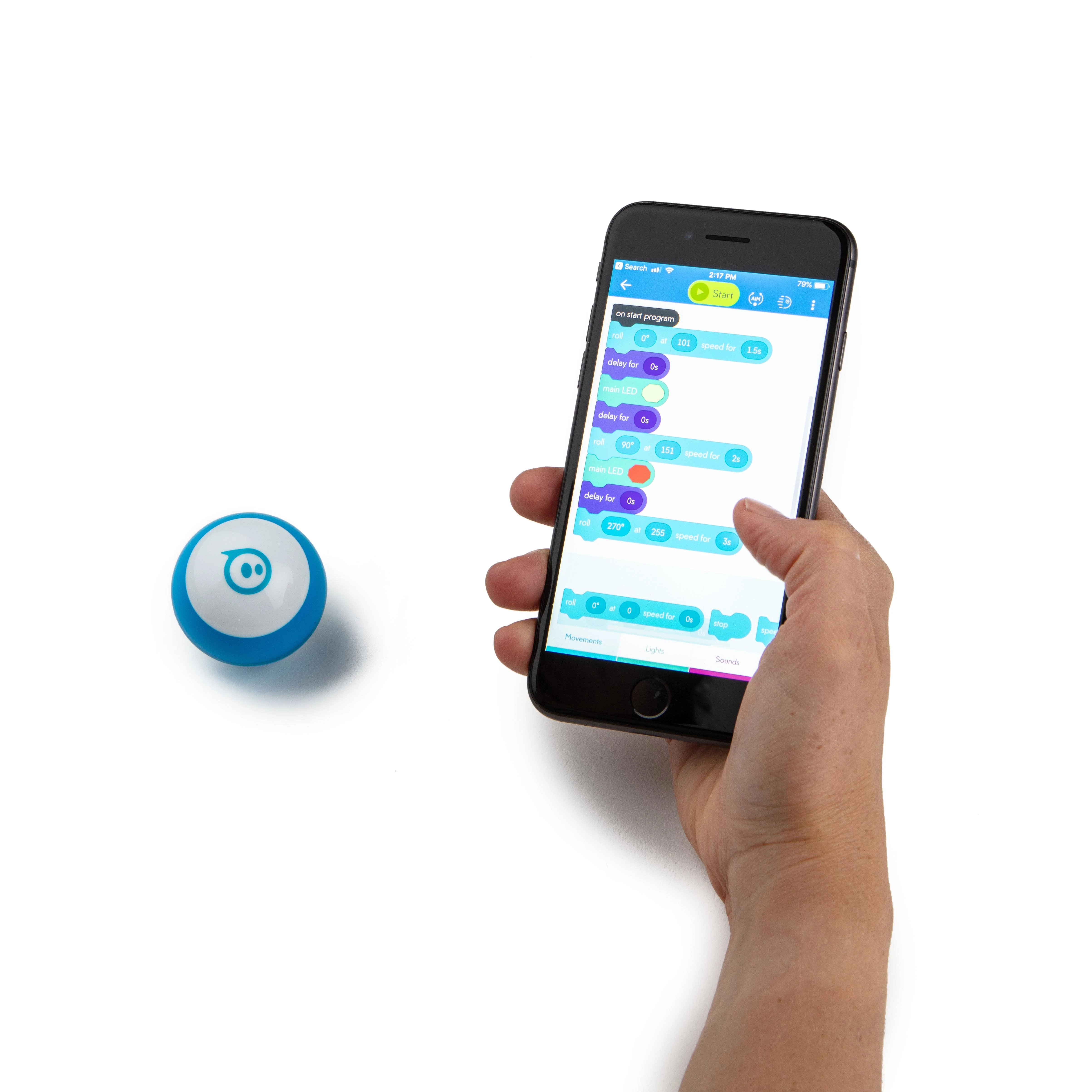 „Sphero Mini“ robotas kamuolys – robotas Mėlyna/ baltas, plastikinis, ne