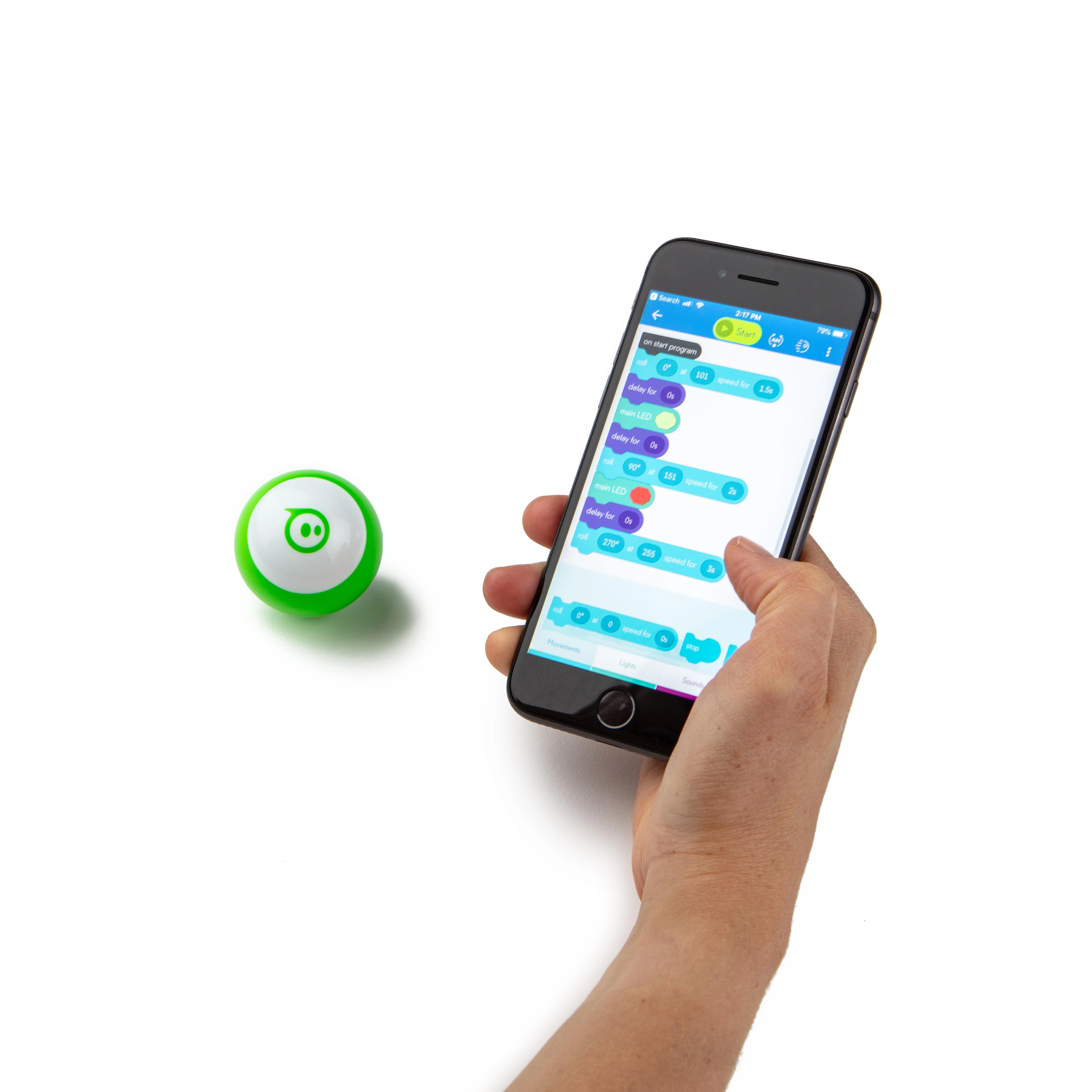 „Sphero Mini“ robotas kamuolys – robotas Žalias/ baltas, plastikinis, ne