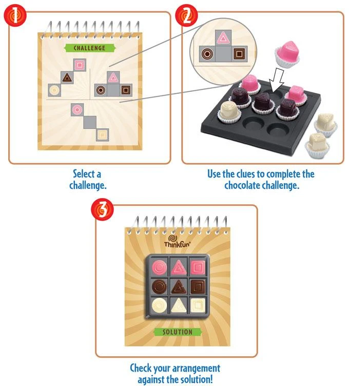 Ravensburger „ThinkFun“ loginis žaidimas „Chocolate Fix“.