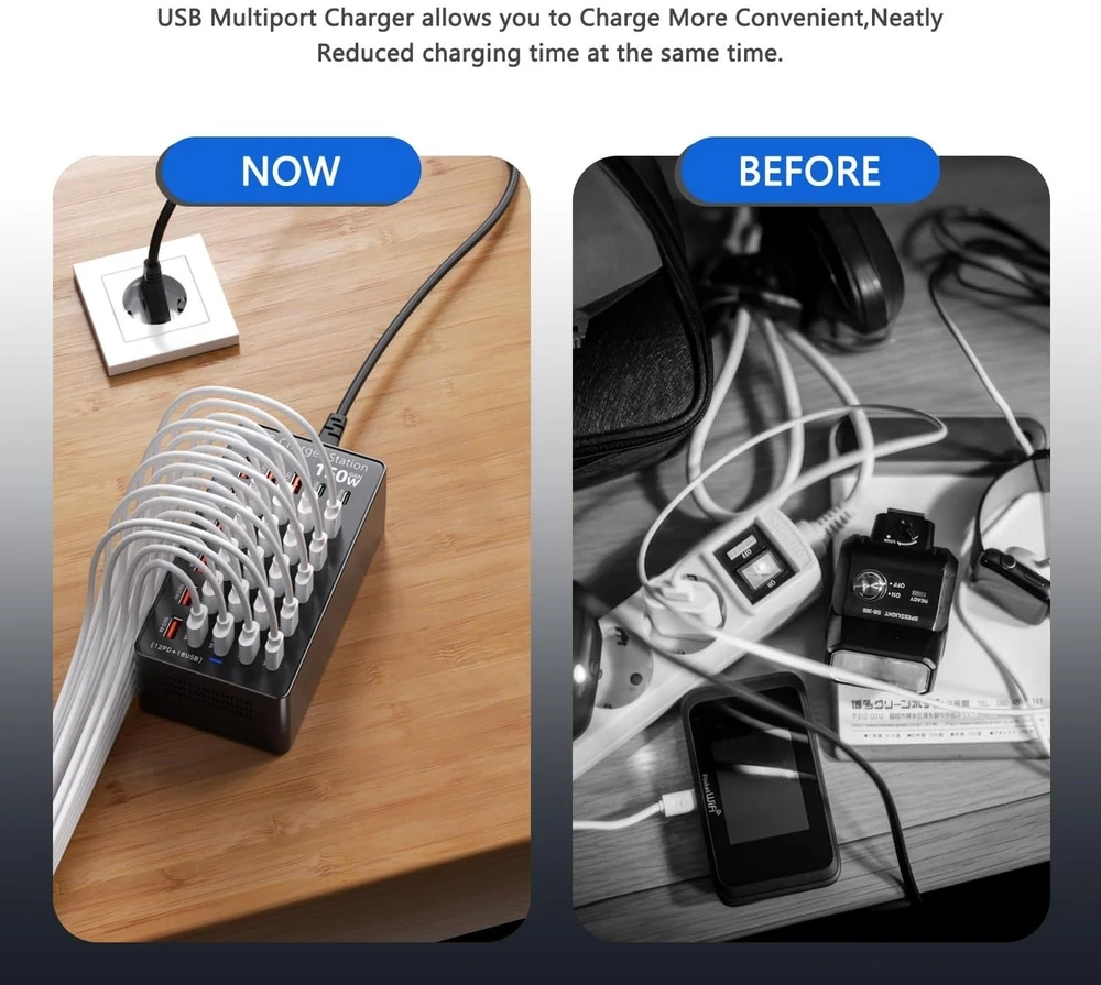 TTS USB įkrovimo stotelė 150 W, 30 prievadų, USB-C ir USB-A