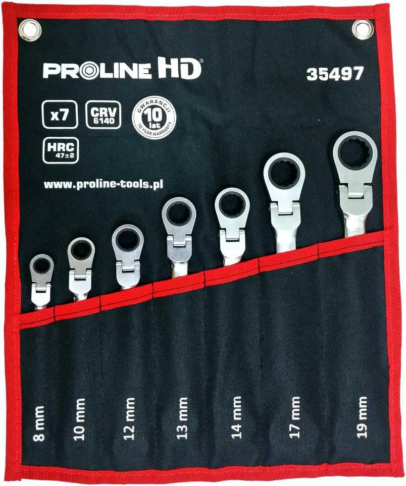 Klucze Terkšliniai raktai, 7 vnt. (8-19 mm), CV, Proline "HD"
